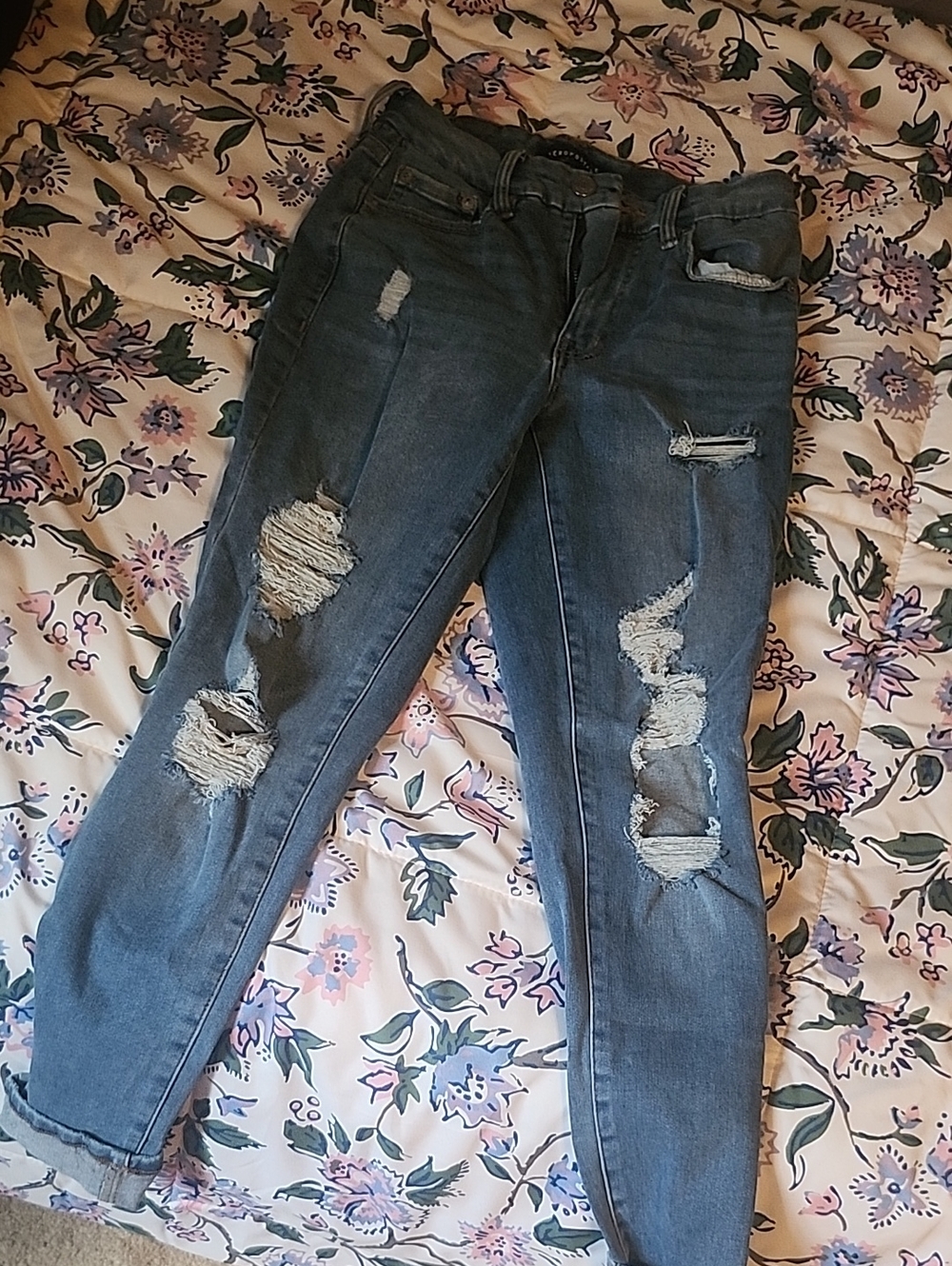 Distressed Women's Blue Ripped Jeans